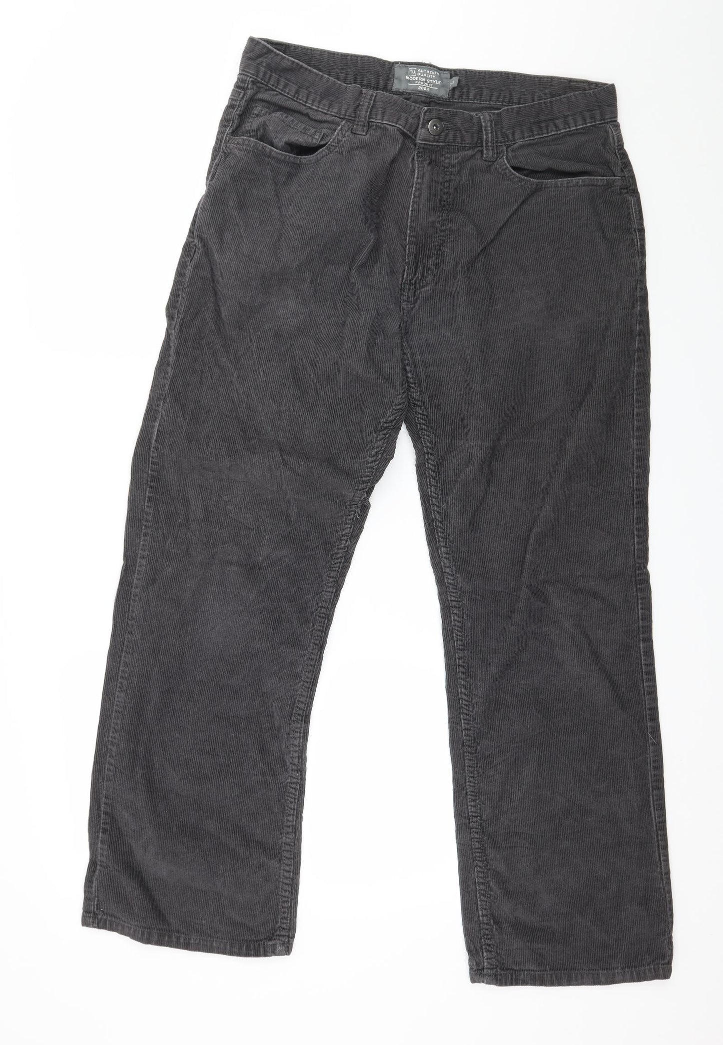 TU Mens Grey  Corduroy Trousers  Size 34 in L26 in