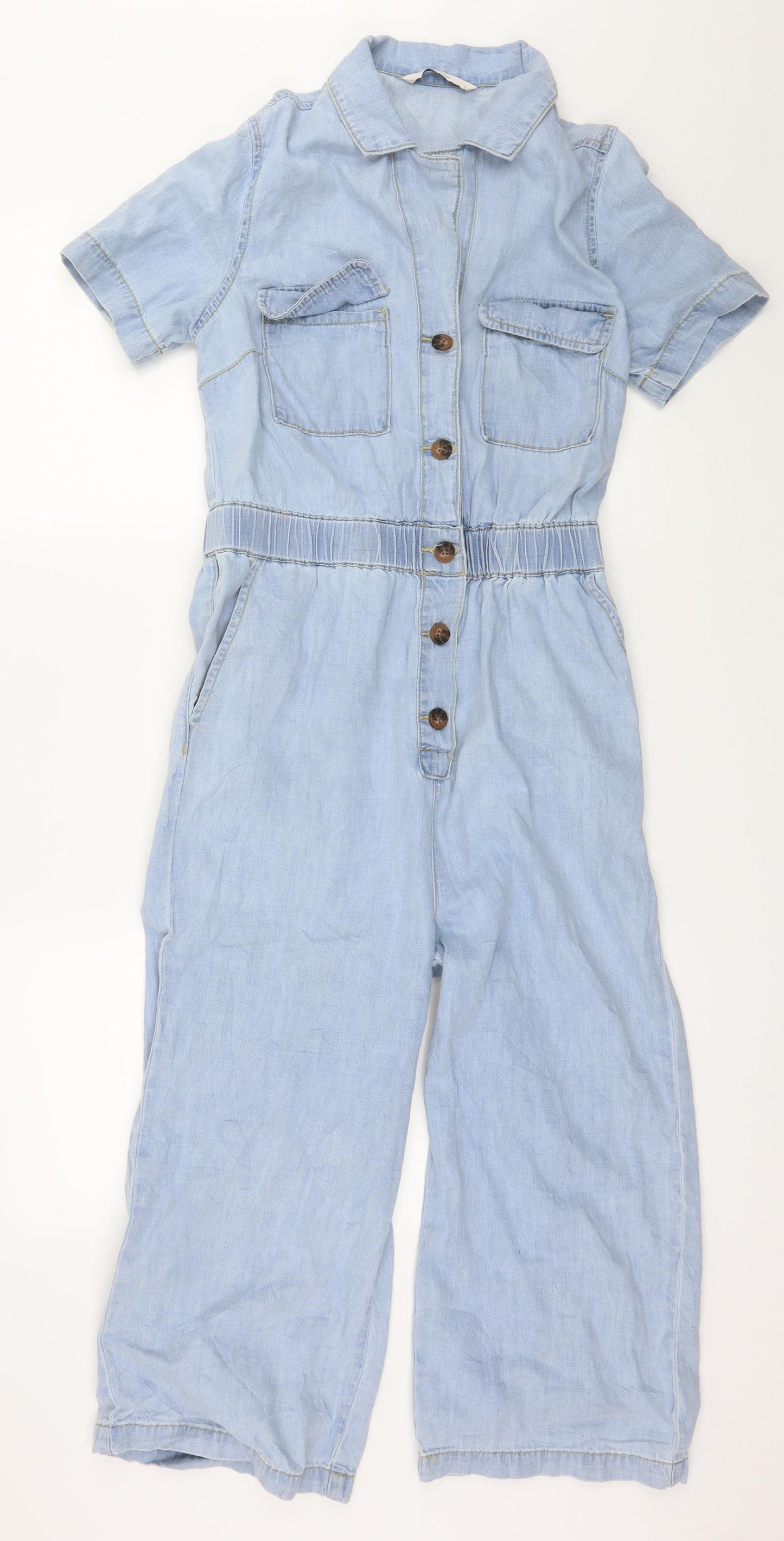 TU Womens Blue  Denim Jumpsuit One-Piece Size 8 L20 in