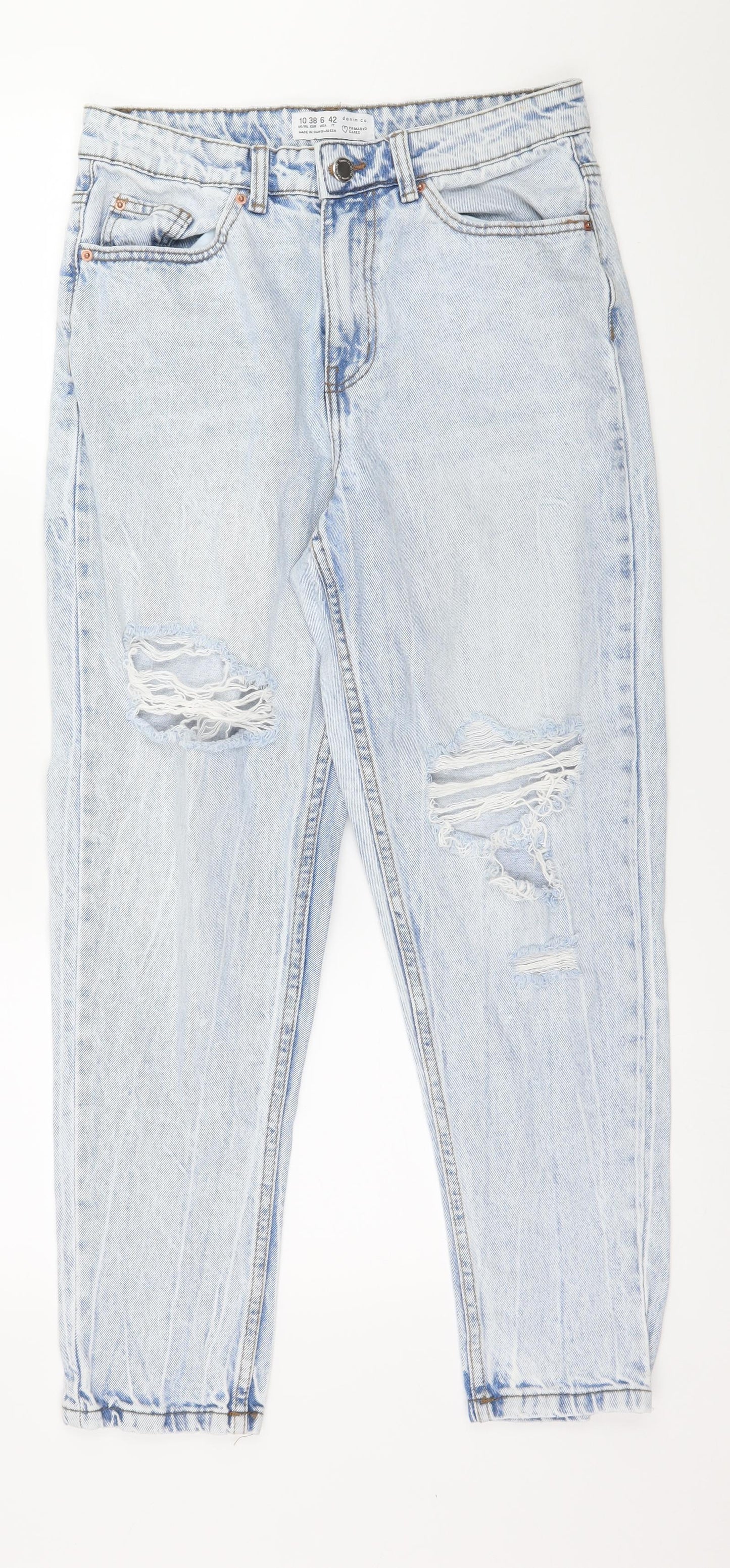 Denim & Co. Womens Blue  Denim Mom Jeans Size 10 L27 in