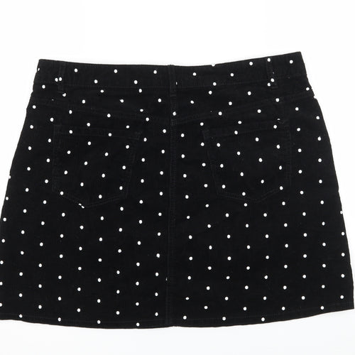 TU Womens Black Polka Dot Corduroy A-Line Skirt Size 16