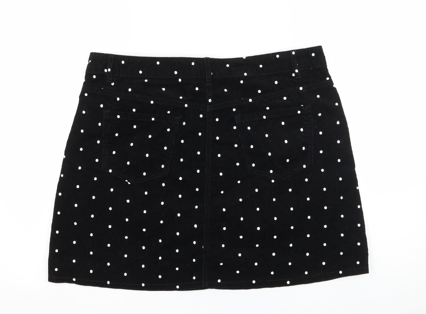 TU Womens Black Polka Dot Corduroy A-Line Skirt Size 16