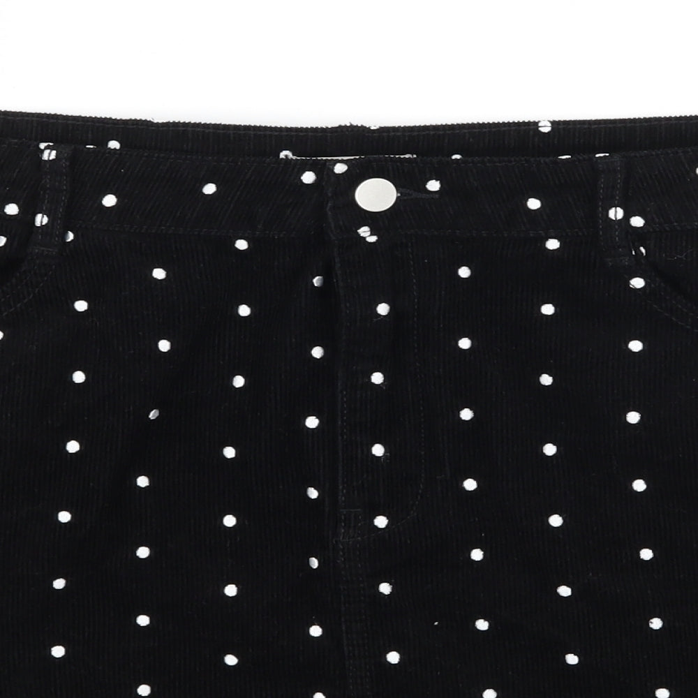 TU Womens Black Polka Dot Corduroy A-Line Skirt Size 16