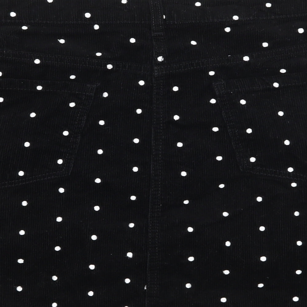 TU Womens Black Polka Dot Corduroy A-Line Skirt Size 16