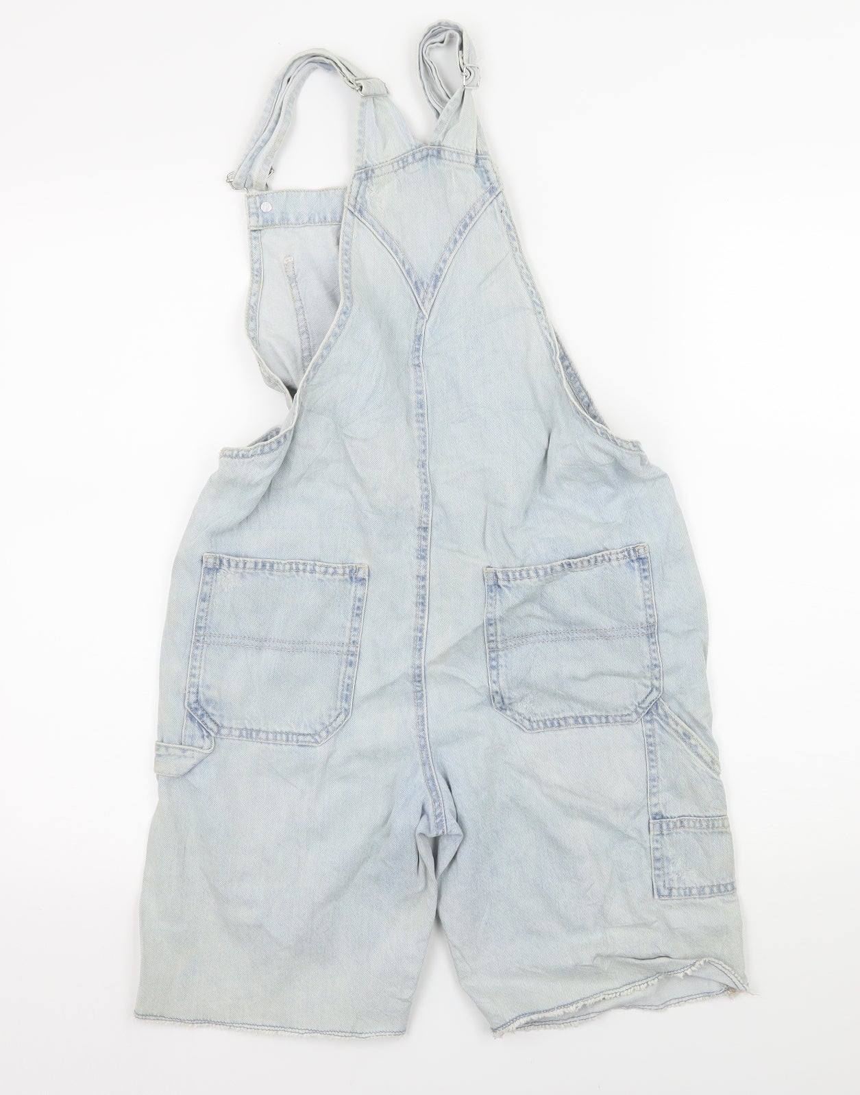 Zara Girls Blue  Denim Dungaree One-Piece Size 13-14 Years  - Distressed