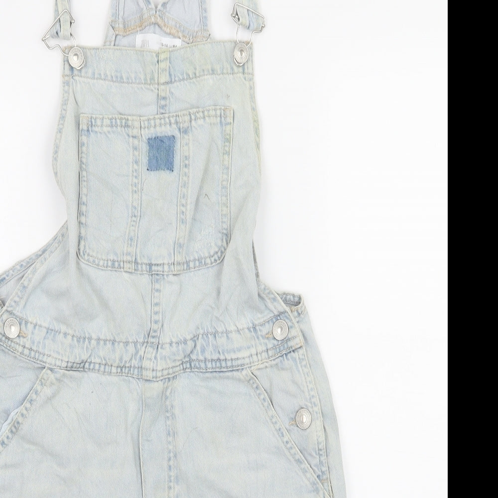 Zara Girls Blue  Denim Dungaree One-Piece Size 13-14 Years  - Distressed