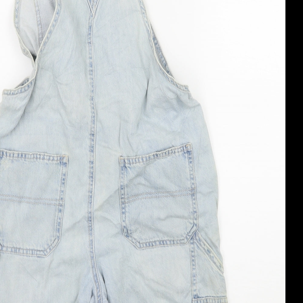 Zara Girls Blue  Denim Dungaree One-Piece Size 13-14 Years  - Distressed