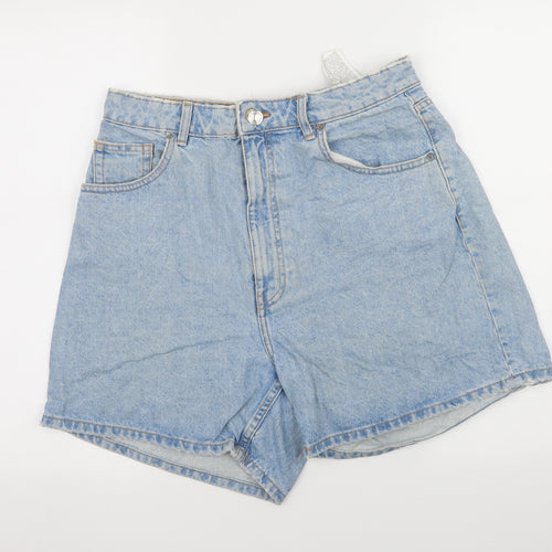 Zara Womens Blue  Denim Biker Shorts Size 14
