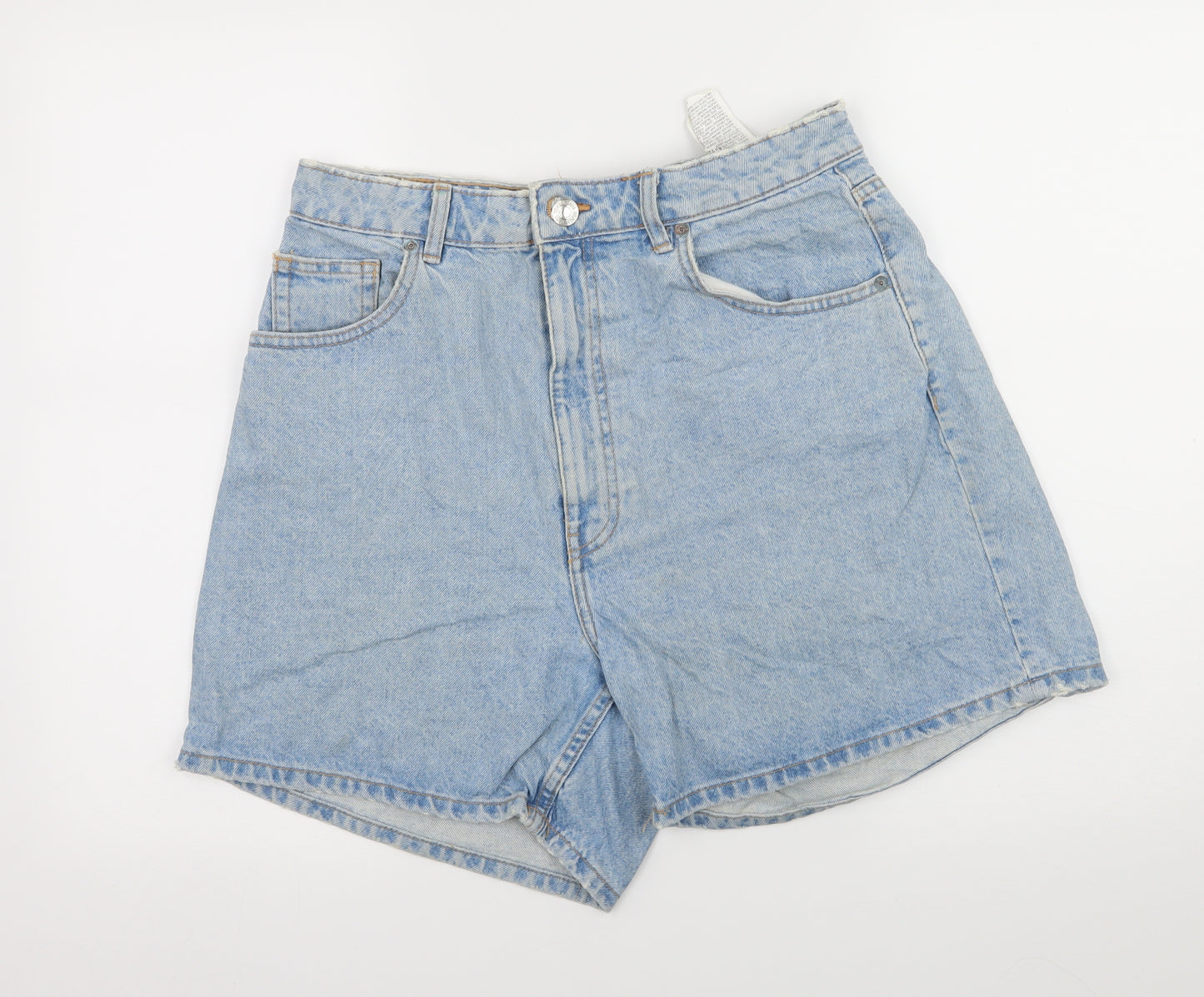 Zara Womens Blue  Denim Biker Shorts Size 14
