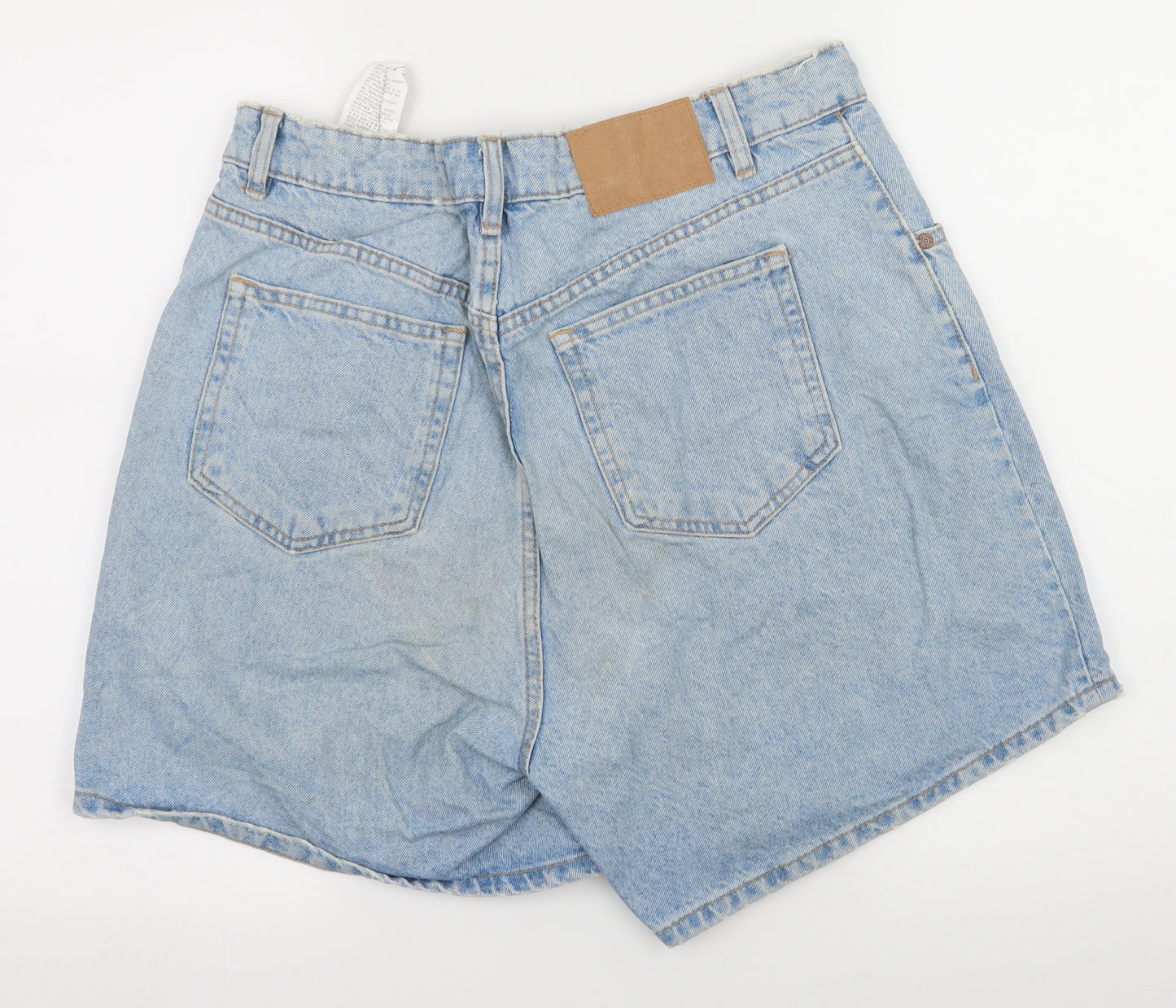 Zara Womens Blue  Denim Biker Shorts Size 14