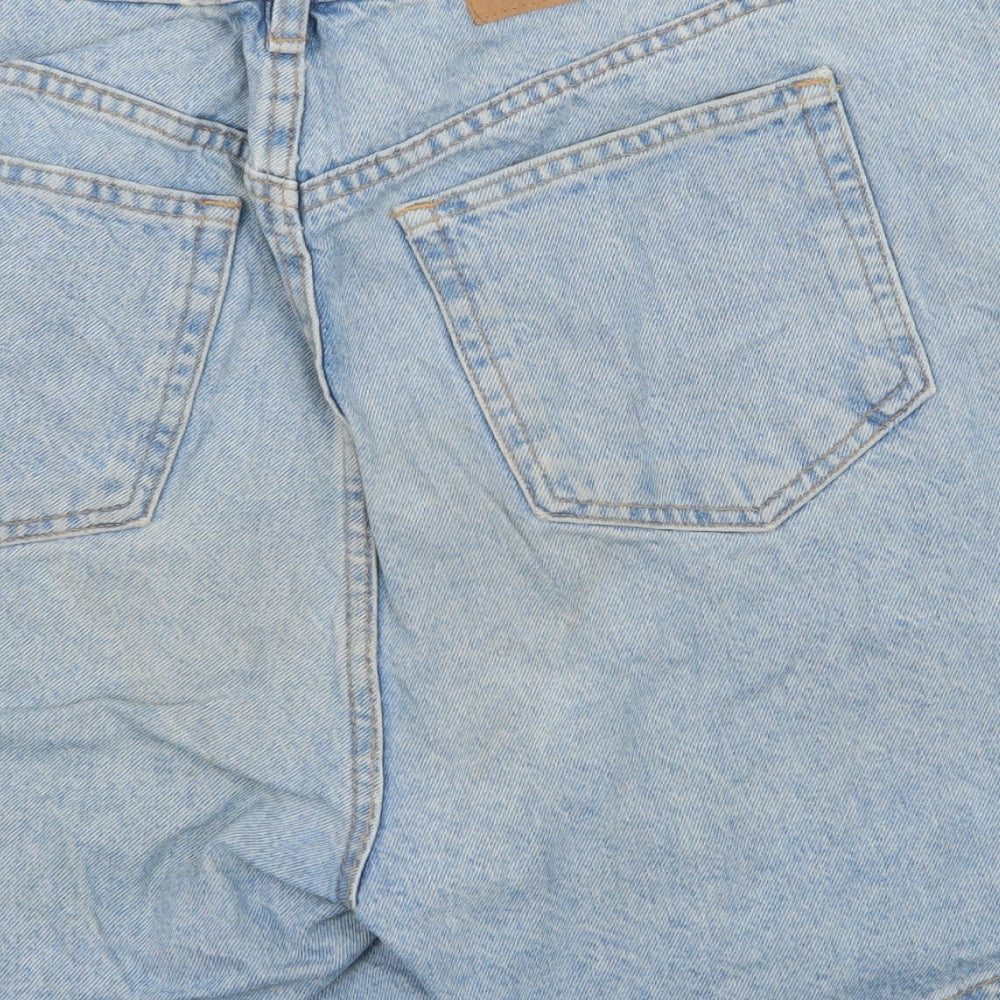 Zara Womens Blue  Denim Biker Shorts Size 14