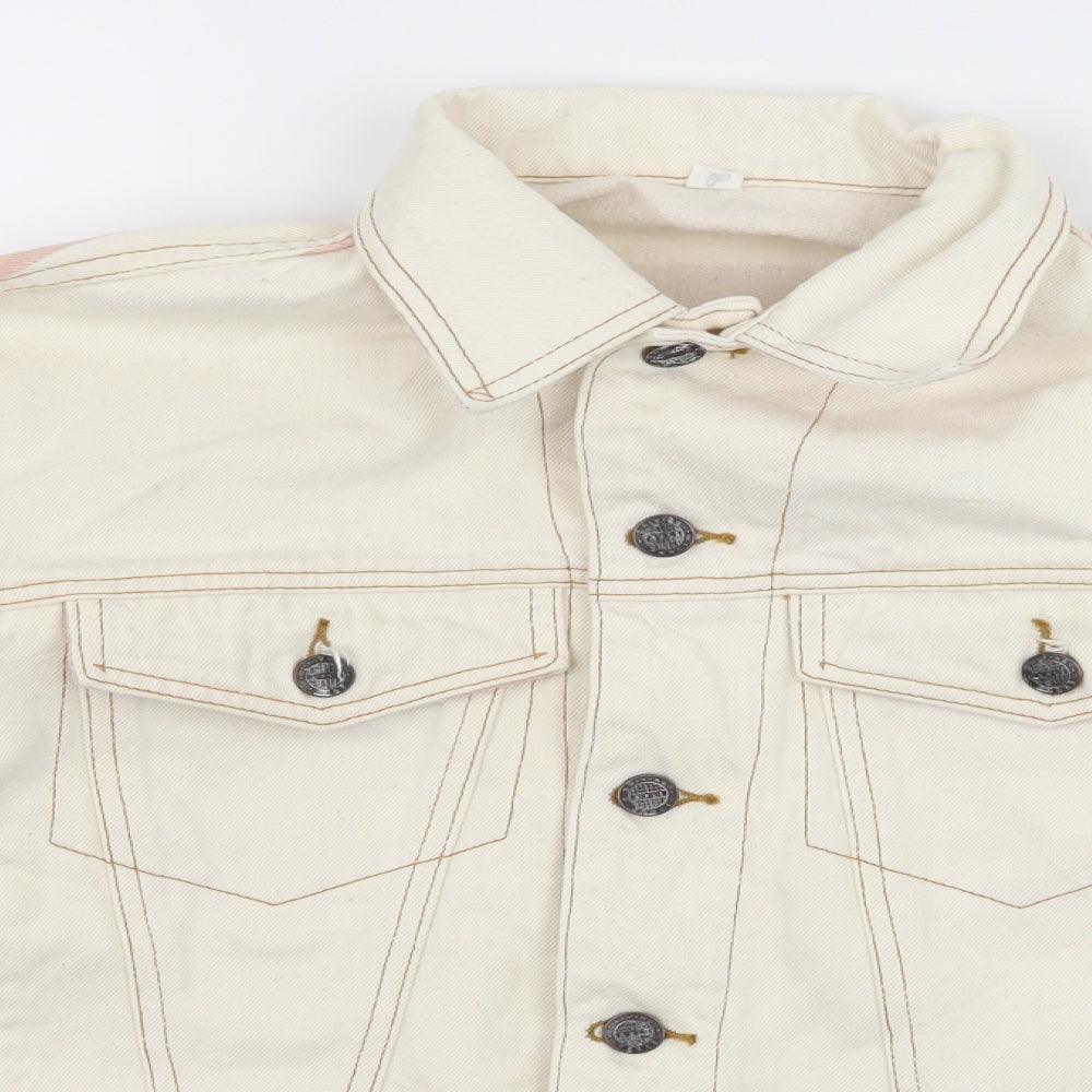 Preworn Womens Ivory Striped Denim Jacket  Size 12