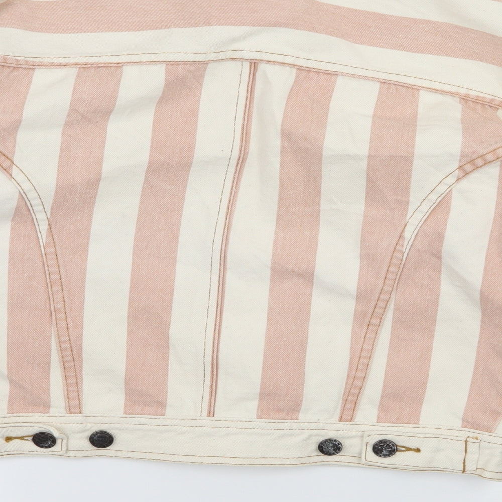 Preworn Womens Ivory Striped Denim Jacket  Size 12