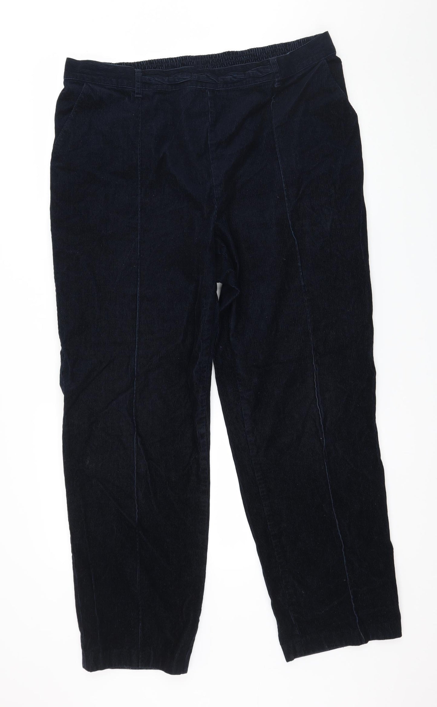 Marks and Spencer Womens Blue  Corduroy Trousers  Size 18 L29 in