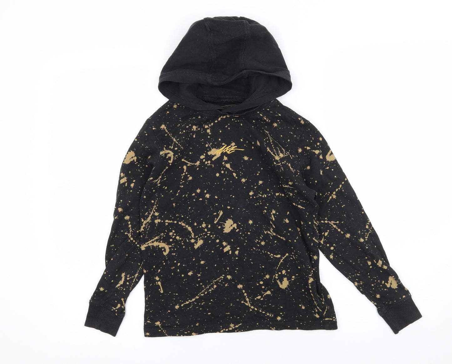 NEXT Boys Black  Jersey Pullover Hoodie Size 9 Years  - Bleached