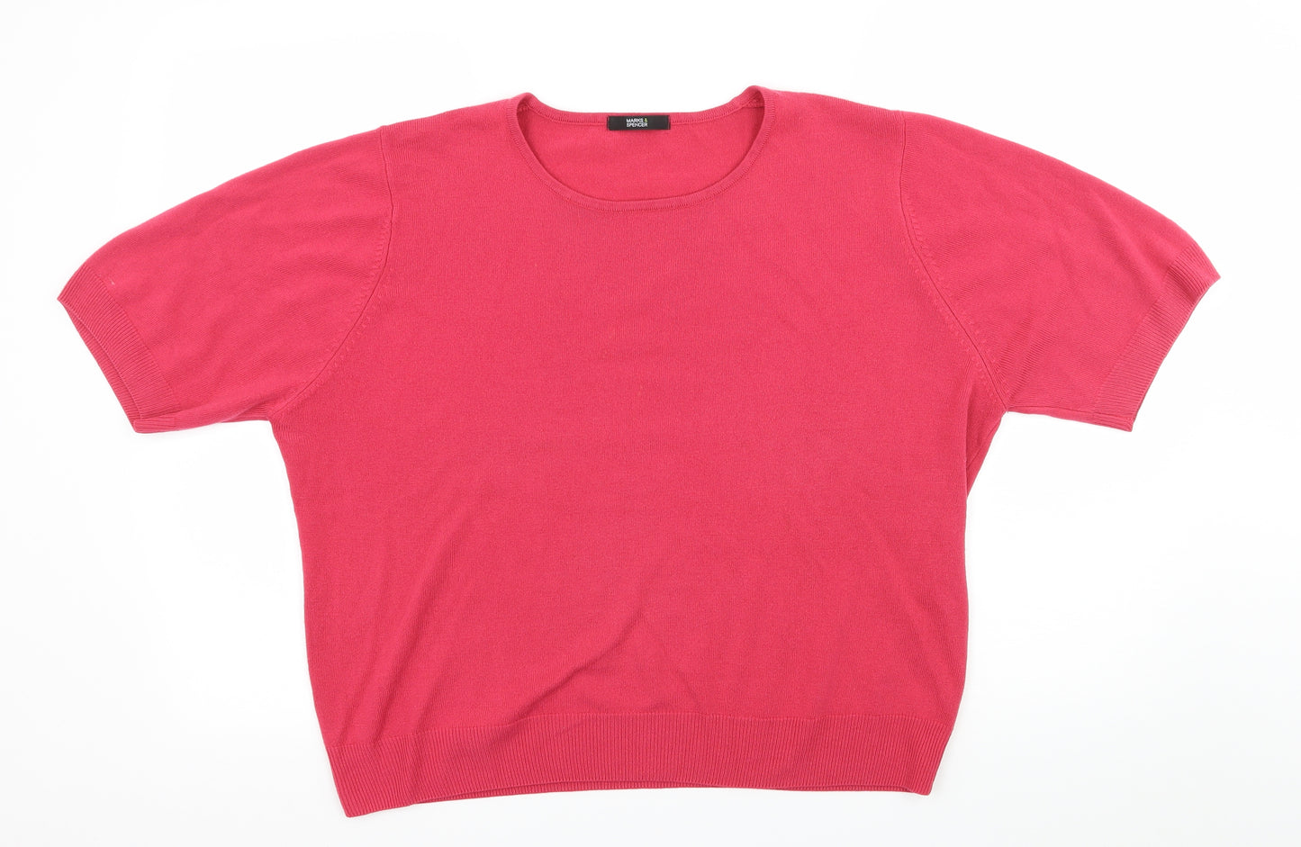 Marks and Spencer Womens Pink  Knit Basic T-Shirt Size 22