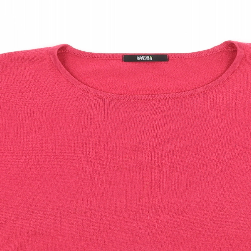 Marks and Spencer Womens Pink  Knit Basic T-Shirt Size 22