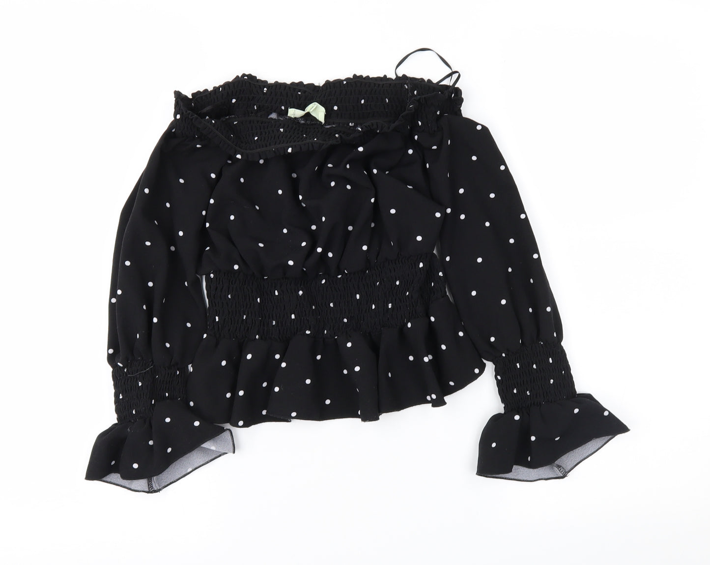 Love & Other Things Womens Black Polka Dot  Basic Blouse Size M