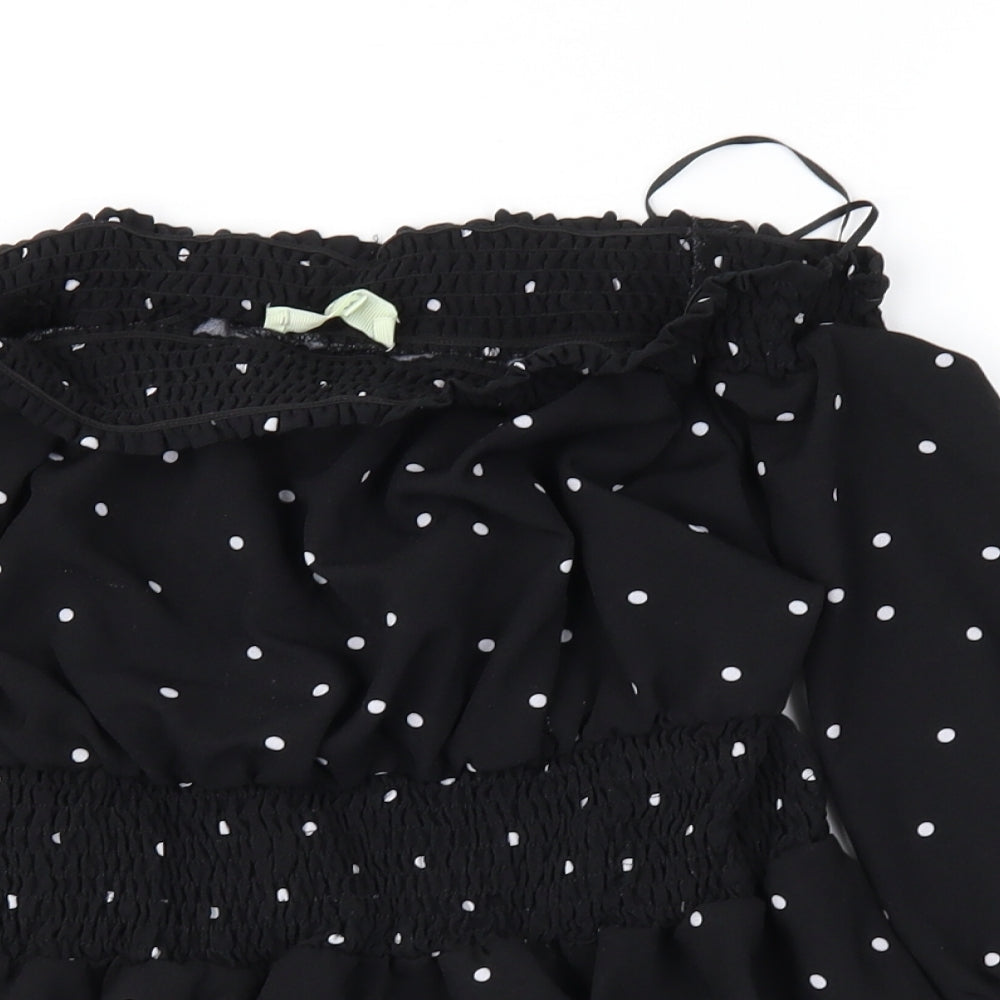Love & Other Things Womens Black Polka Dot  Basic Blouse Size M