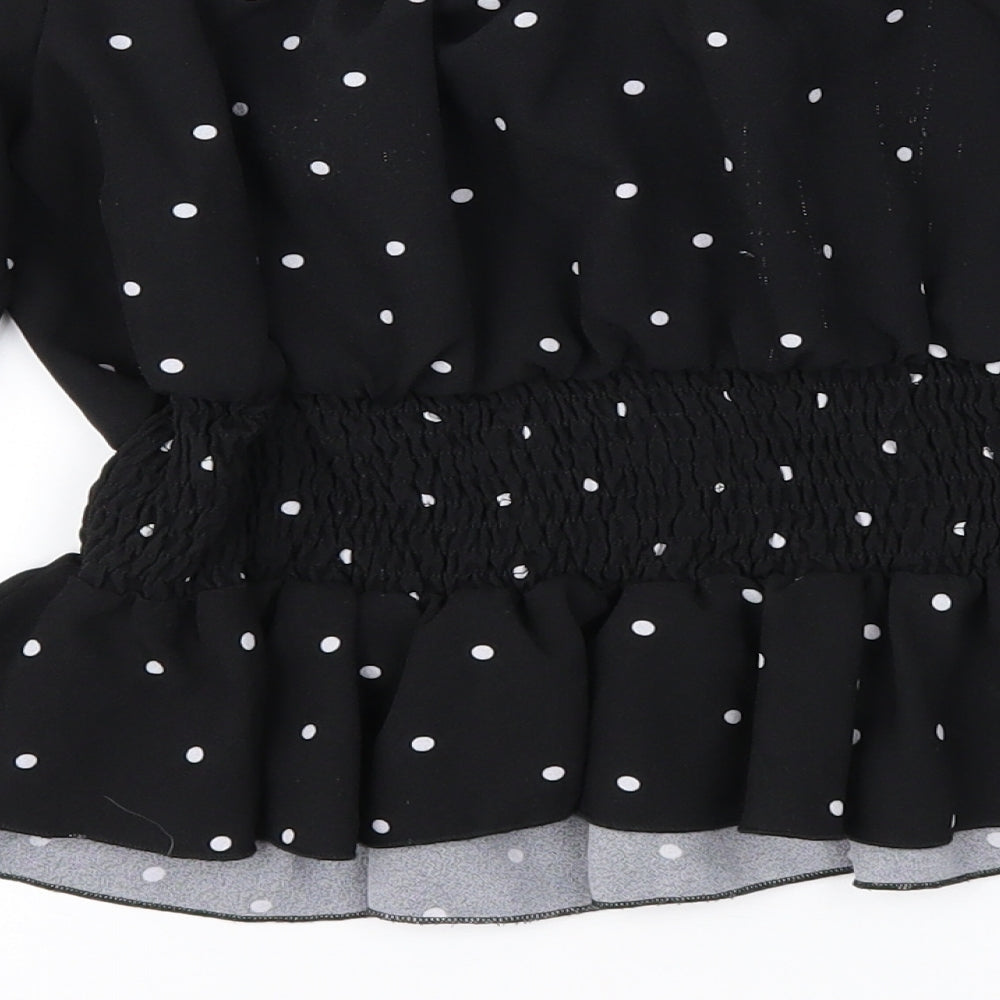 Love & Other Things Womens Black Polka Dot  Basic Blouse Size M