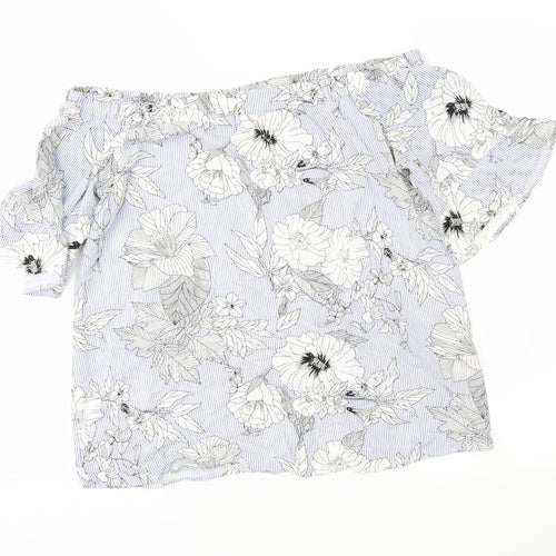 F&F Womens Blue Floral  Basic Blouse Size 10