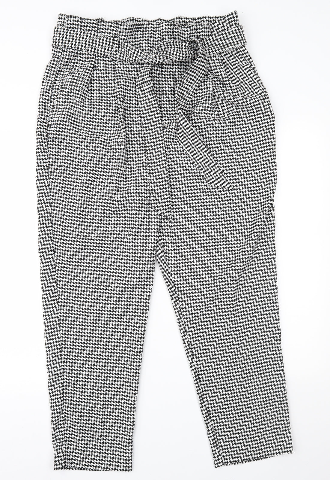 H&M Womens Black Houndstooth  Trousers  Size 18 L27 in