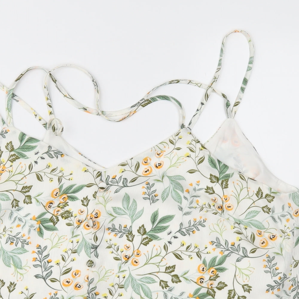 George Womens Ivory Floral  Basic Blouse Size 16