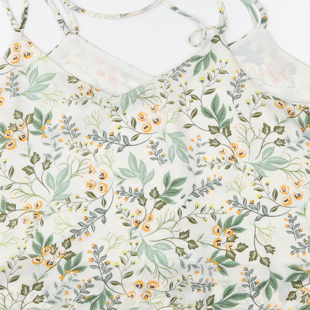 George Womens Ivory Floral  Basic Blouse Size 16