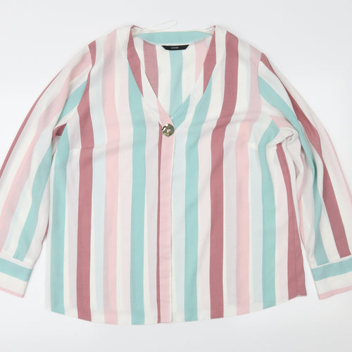 George Womens Ivory Striped  Basic Blouse Size 16