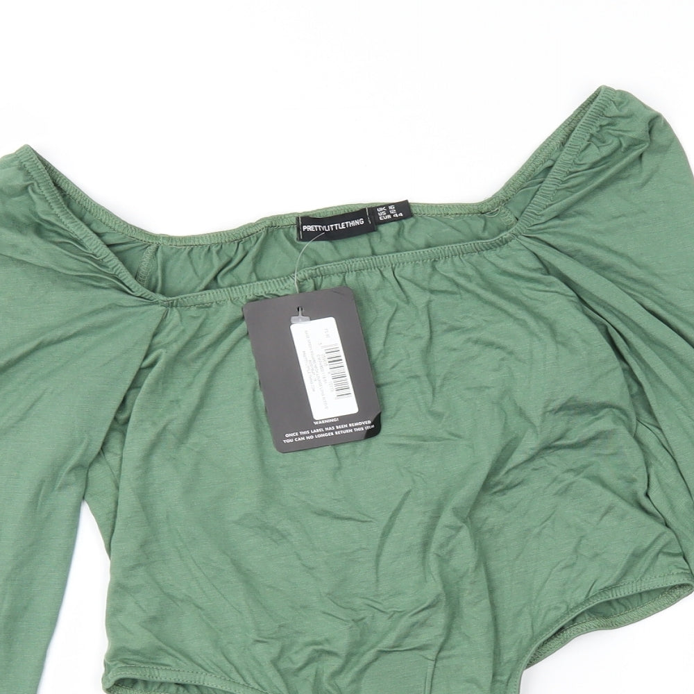 PRETTYLITTLETHING Womens Green   Basic T-Shirt Size 16