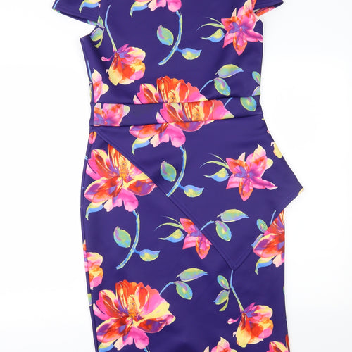 Evita Womens Purple Floral  A-Line  Size 14