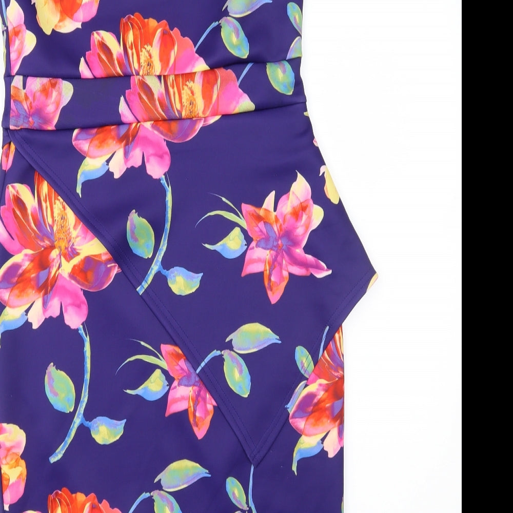 Evita Womens Purple Floral  A-Line  Size 14