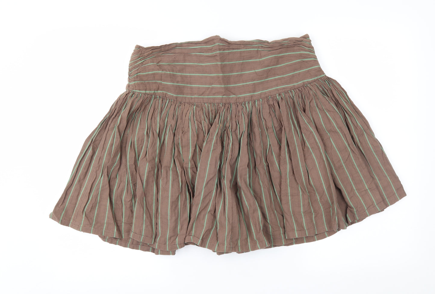 French Connection Womens Brown Striped  Flare Skirt Size 14