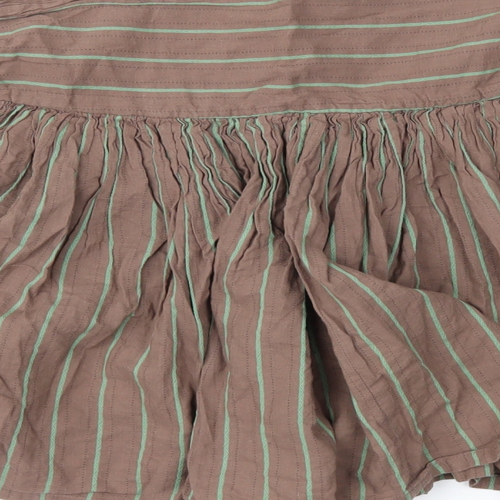French Connection Womens Brown Striped  Flare Skirt Size 14