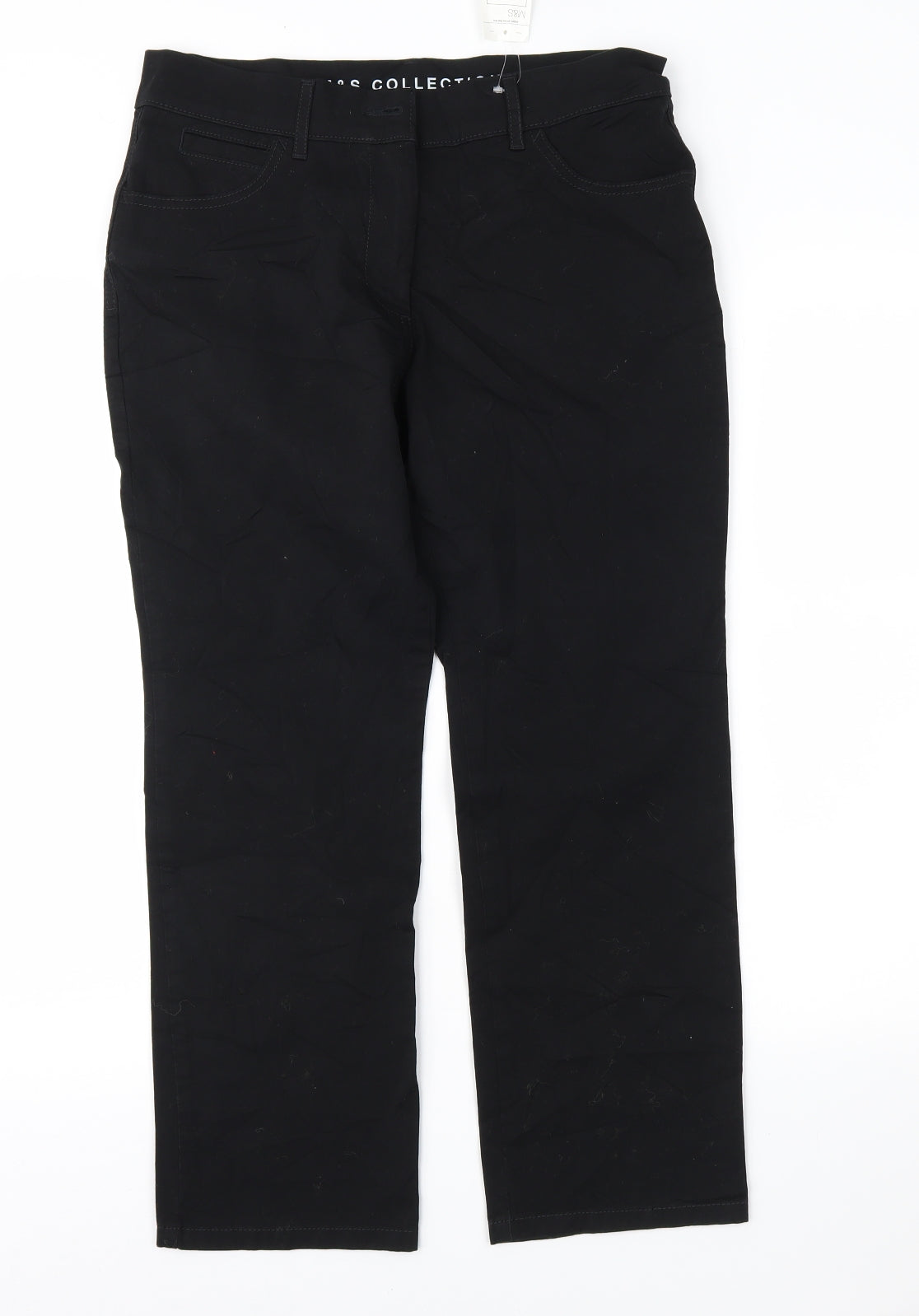 Marks and Spencer Womens Black   Chino Trousers Size 12 L25 in