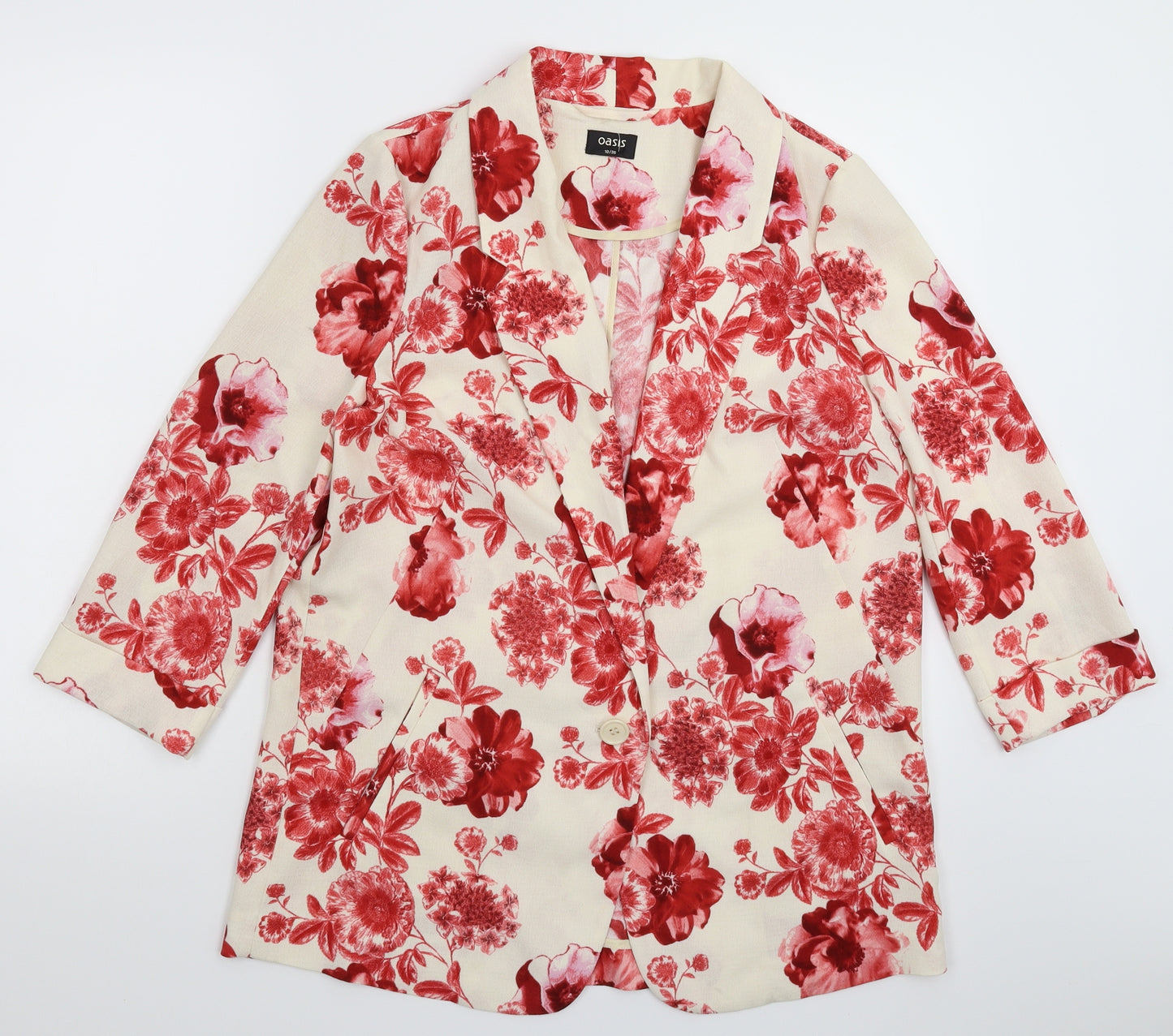 Oasis Womens White Floral  Jacket Blazer Size 10