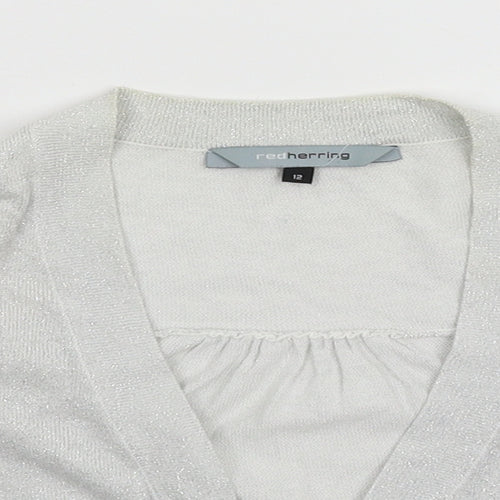 Red Herring Womens Silver  Knit Cardigan Jumper Size 12