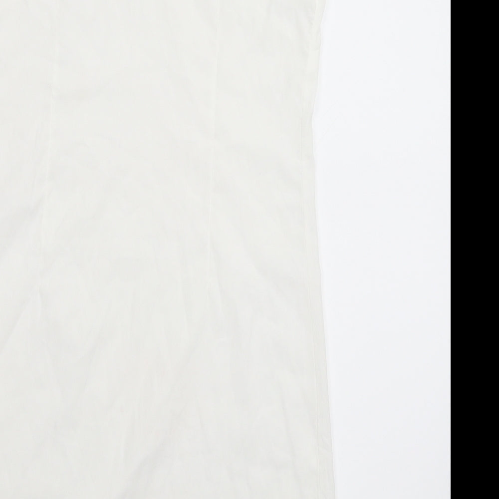 Bumble Bee Womens White Solid Satin Babydoll Dress Size L