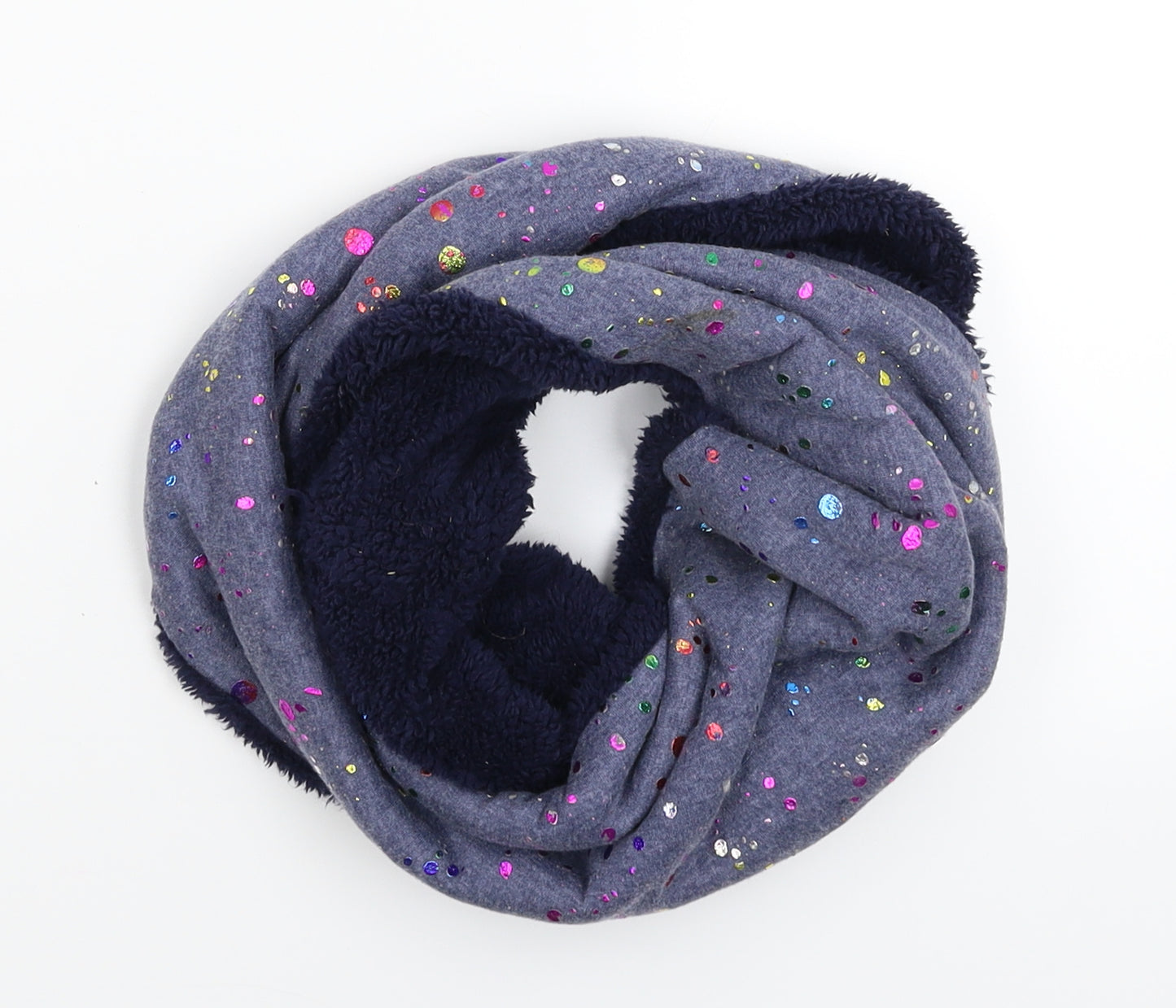 Preworn Womens Blue Geometric Knit  Shawl/Wrap   - Snood