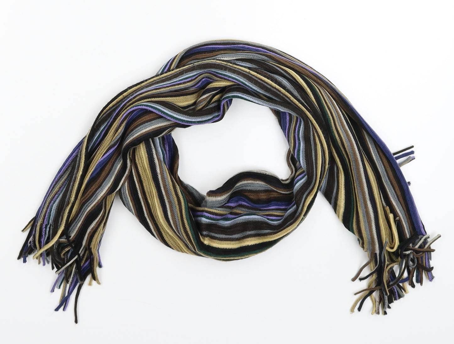 Preworn Mens Multicoloured Striped Knit Scarf  One Size