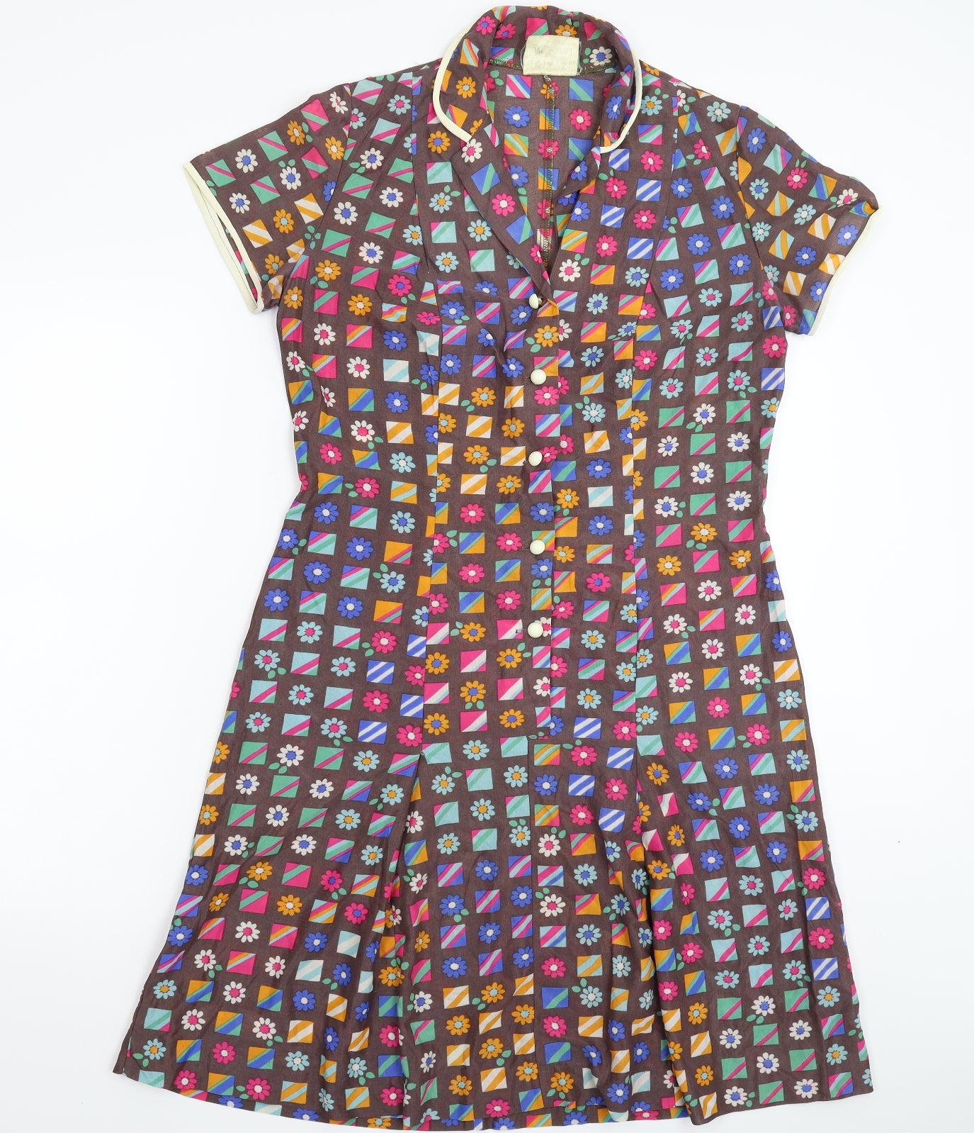 Devonshire Lady Womens Multicoloured Geometric  Shirt Dress  Size 18