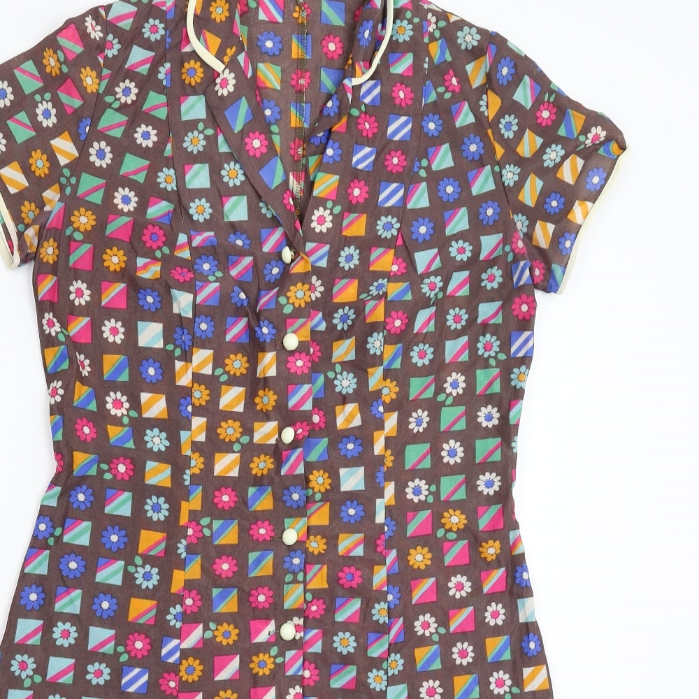 Devonshire Lady Womens Multicoloured Geometric  Shirt Dress  Size 18