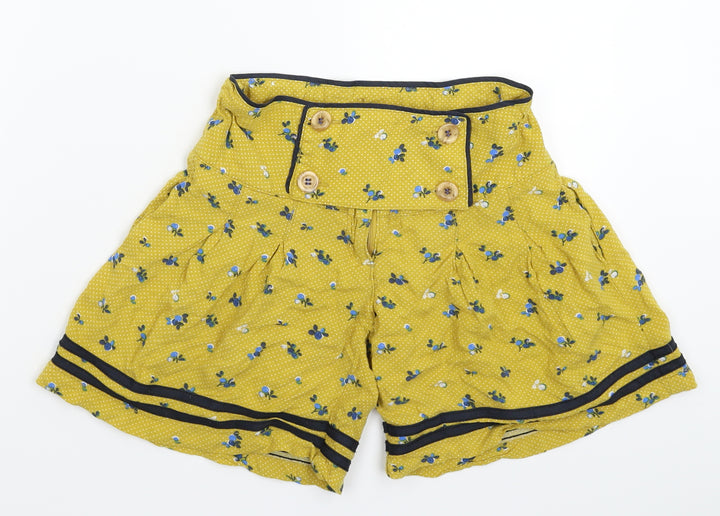 NEXT Girls Yellow Floral Bermuda Shorts Size 7 Years