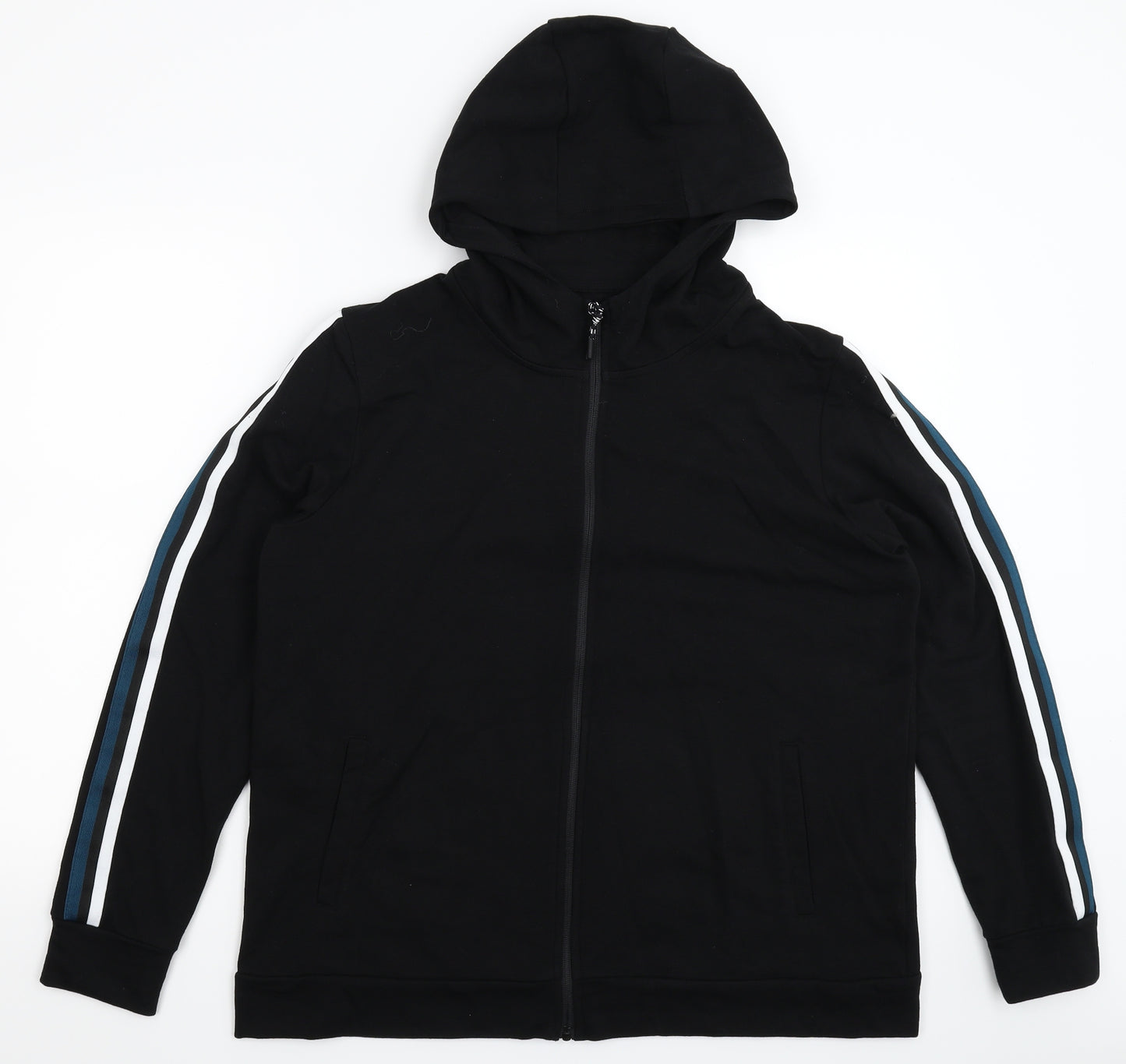 Matalan Womens Black Striped  Full Zip Hoodie Size L
