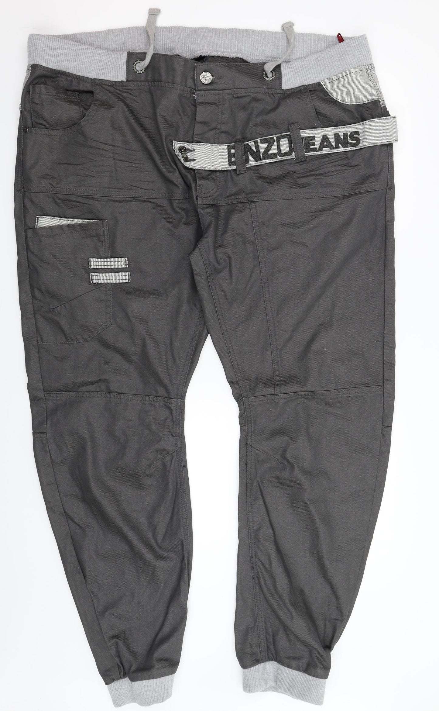 ZE ENZO Mens Grey  Denim Tapered Jeans Size 46 L31 in