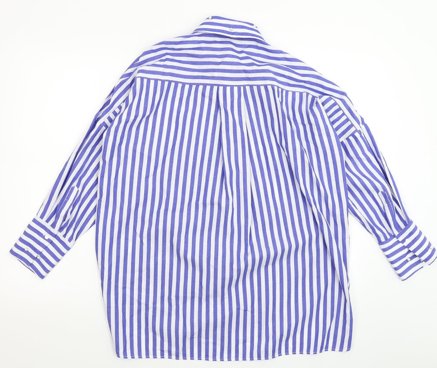 Zara Womens Blue Striped  Basic Button-Up Size S  - Oversized