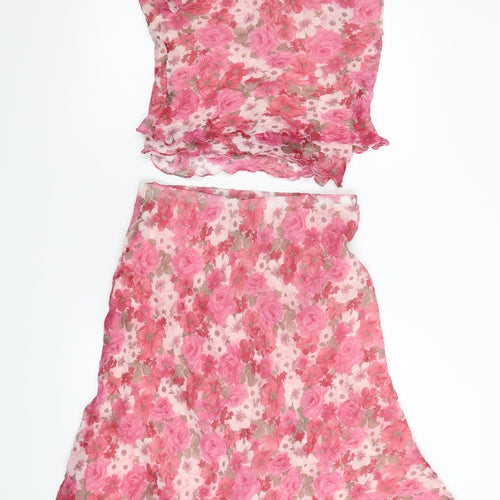 ALEX Womens Pink Floral  Skirt/ Skort Set Outfit/Set Size 12