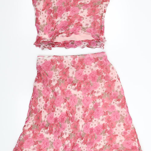 ALEX Womens Pink Floral  Skirt/ Skort Set Outfit/Set Size 12