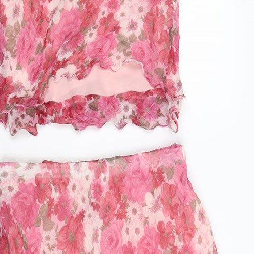ALEX Womens Pink Floral  Skirt/ Skort Set Outfit/Set Size 12