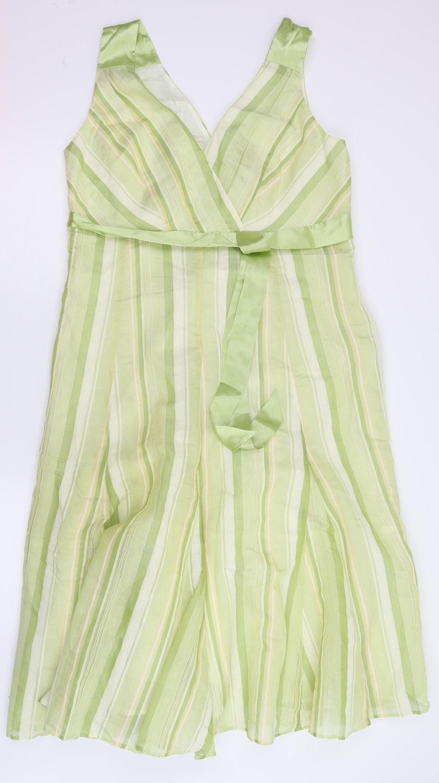 Preworn Womens Green Striped  Fit & Flare  Size 18