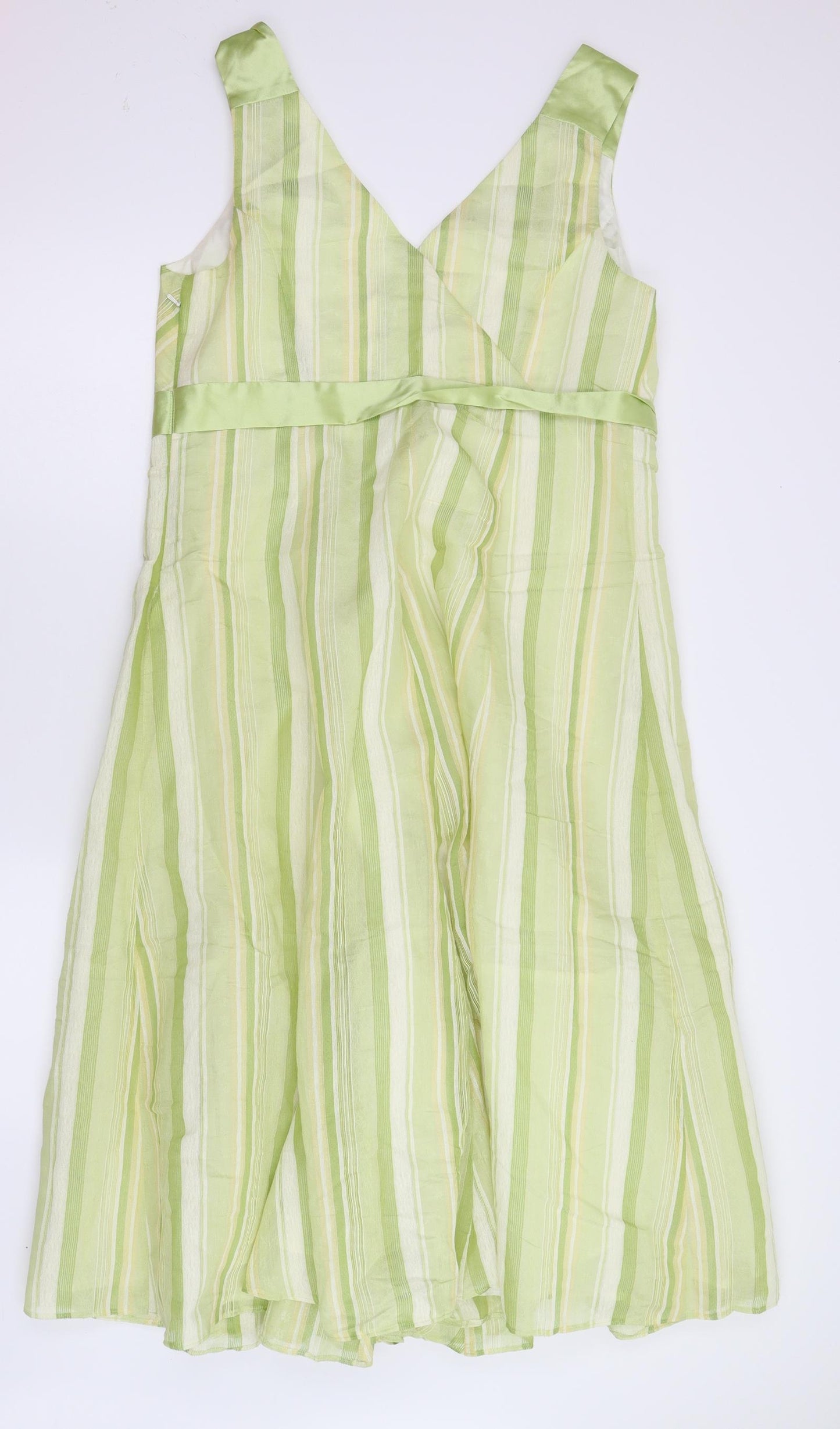 Preworn Womens Green Striped  Fit & Flare  Size 18